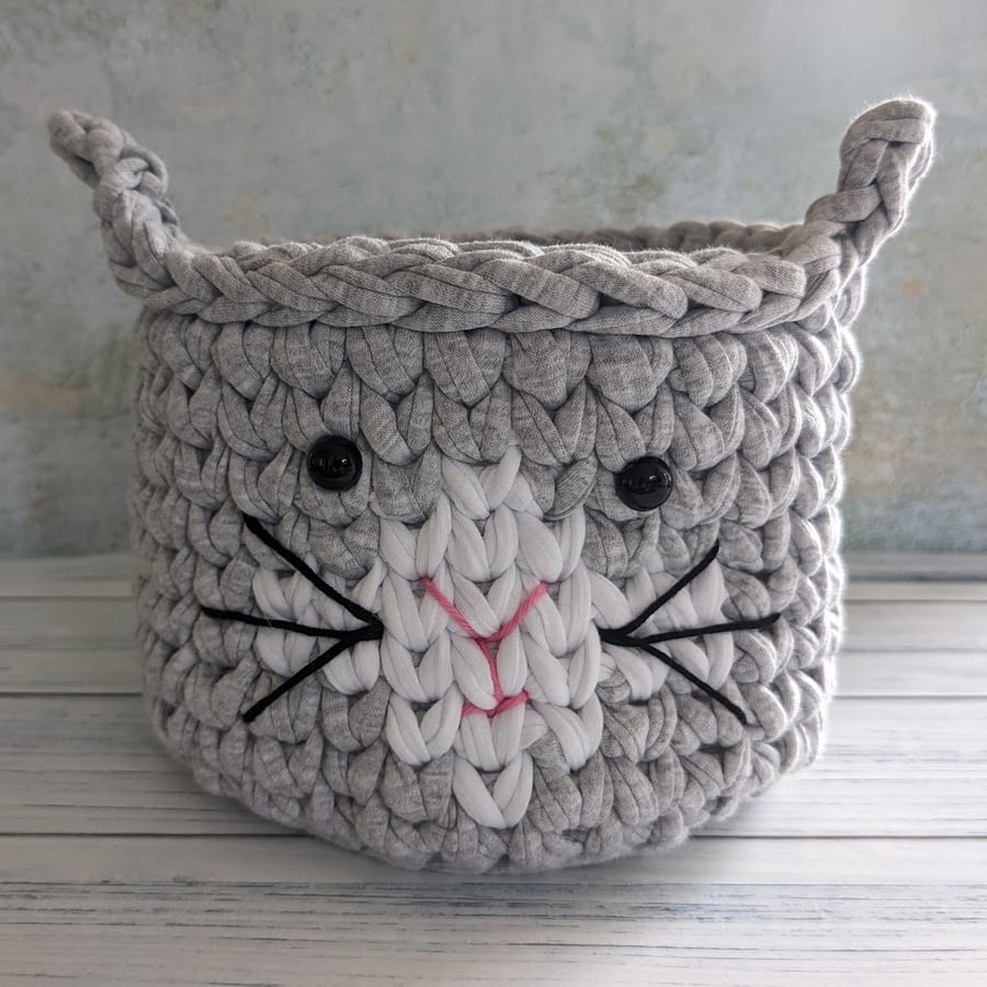 Cat face basket, Animal basket, Pet gift, Storage basket, cat lovers