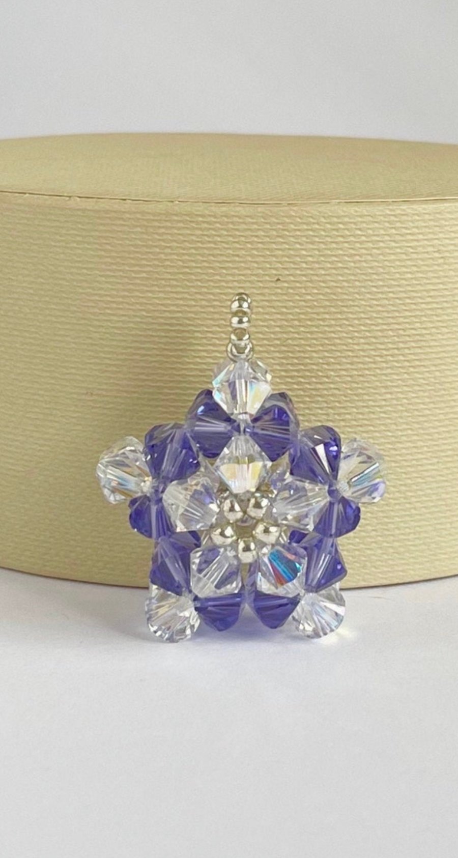 Handbag Charm, Purple Crystal Star, with a Chainmaille Chain and Keyring