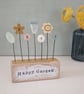 Perfectly Imperfect Clay and Button Flower Garden in Wood Block 'Happy Garden'
