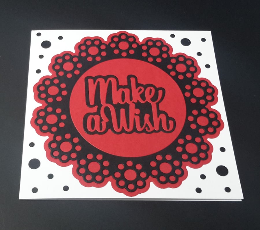 Make a Wish Greeting Card - Red and Black