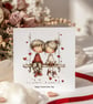 Valentines Card - Cute girl & boy on a swing 