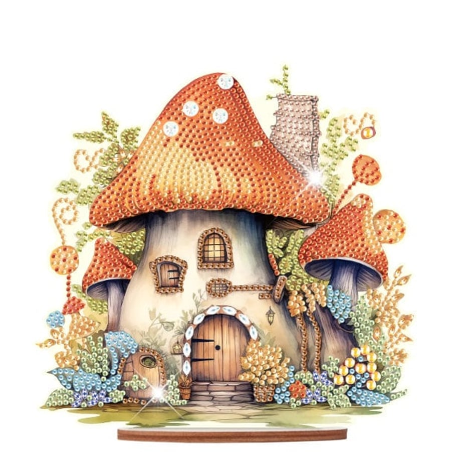 Mushroom House Kit, 5D DIY Fantasy Diamond Painting Kit, Fairy Tale Kit, Table T