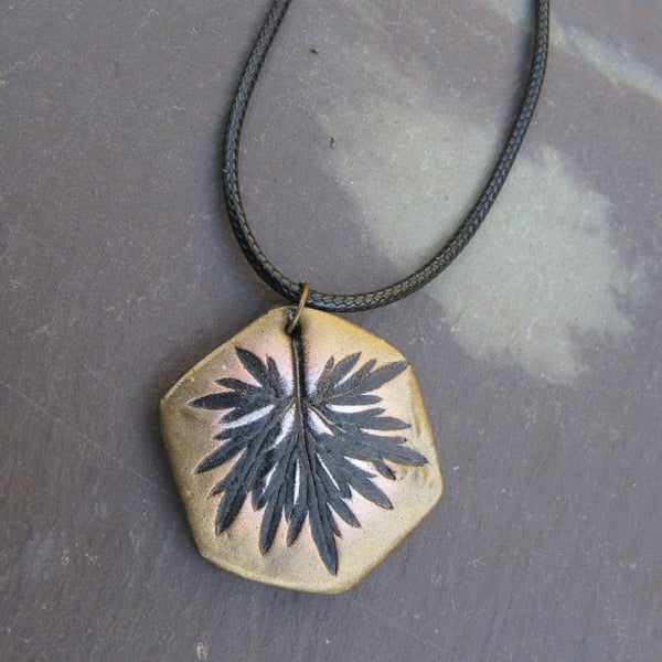 Mixed Metallic Coloured Hexagon Leaf Pendant, Gold Copper & Rose Silver Necklace
