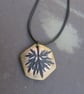 Mixed Metallic Coloured Hexagon Leaf Pendant, Gold Copper & Rose Silver Necklace