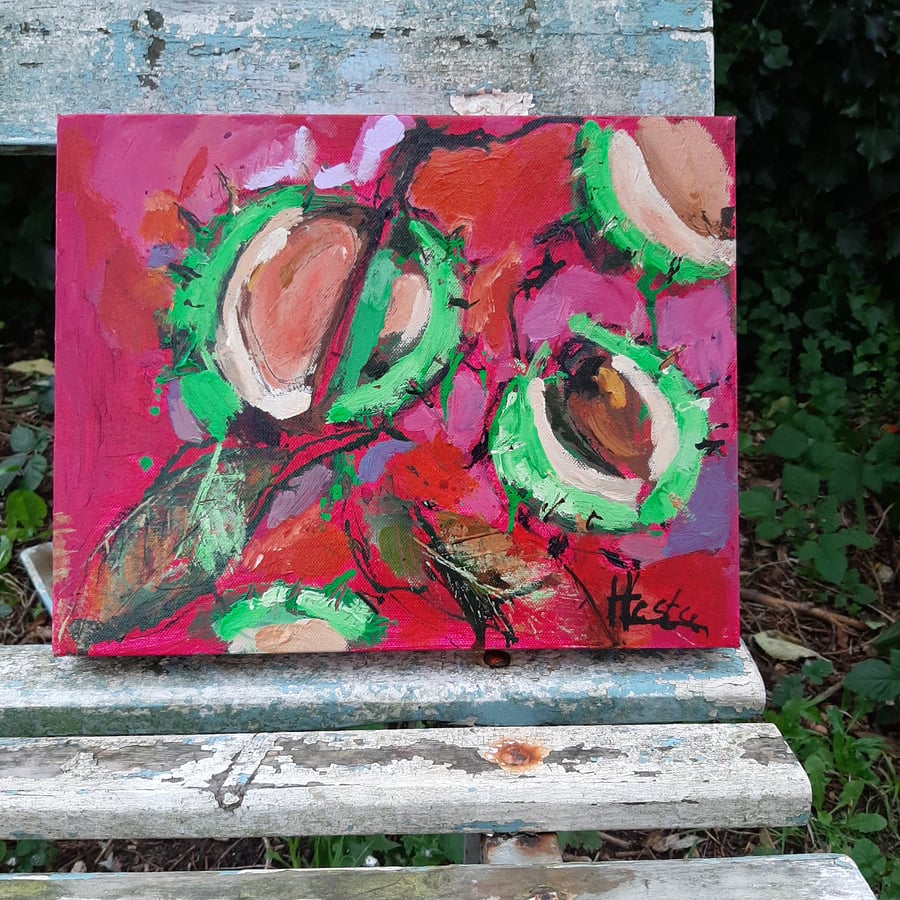 Semi abstract contemporary painting 'conkers'