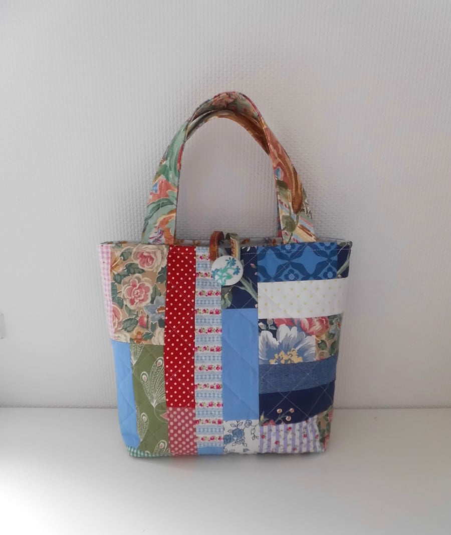 SOLD Patchwork tote bag project bag