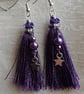 Beautiful purple tassel earrings with stars. - Image 1
