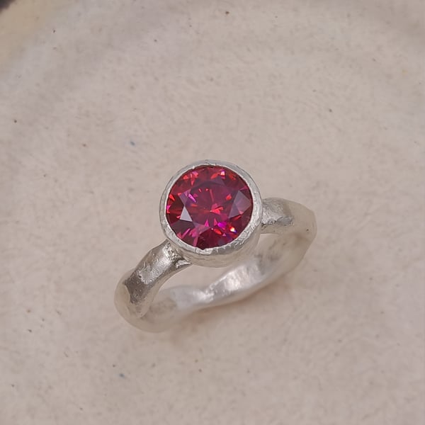Rosy Radiance Forged Silver Ring