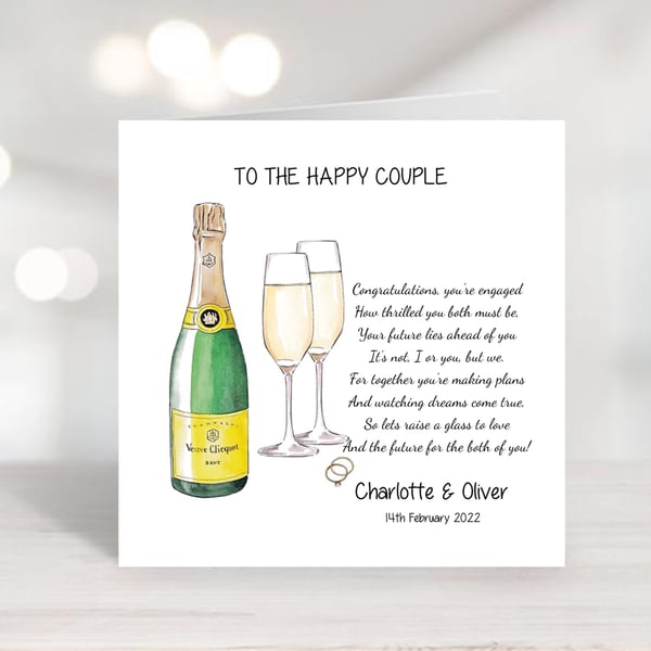 Champagne and Glasses Personalised Card with poem