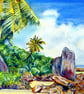 Framed Tropical Island Oil Painting  - Image 4