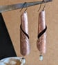 Floral Copper & Pearl Drop Earrings; One-of-a-Kind Contemporary Earrings