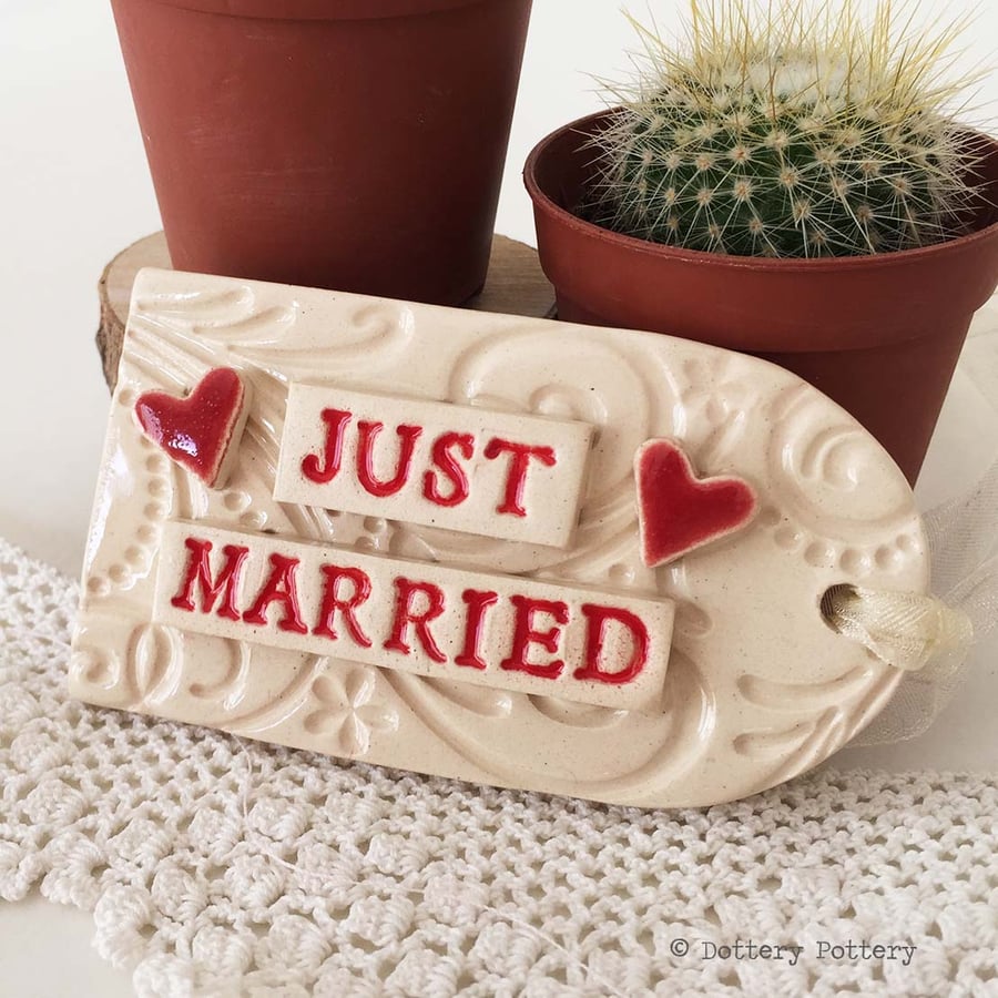 Large ceramic Wedding tag decoration Wedding gift Bride and Groom, Mr and Mrs