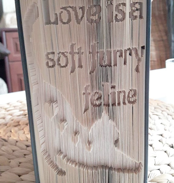 Cat with Hearts, CUT & FOLD Book Folding Pattern - EMAILED PDF PATTERN