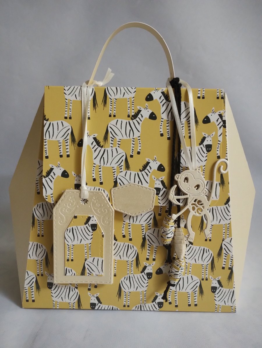 Zebra Print Knapsack Backpack Style Gift Box Bag 