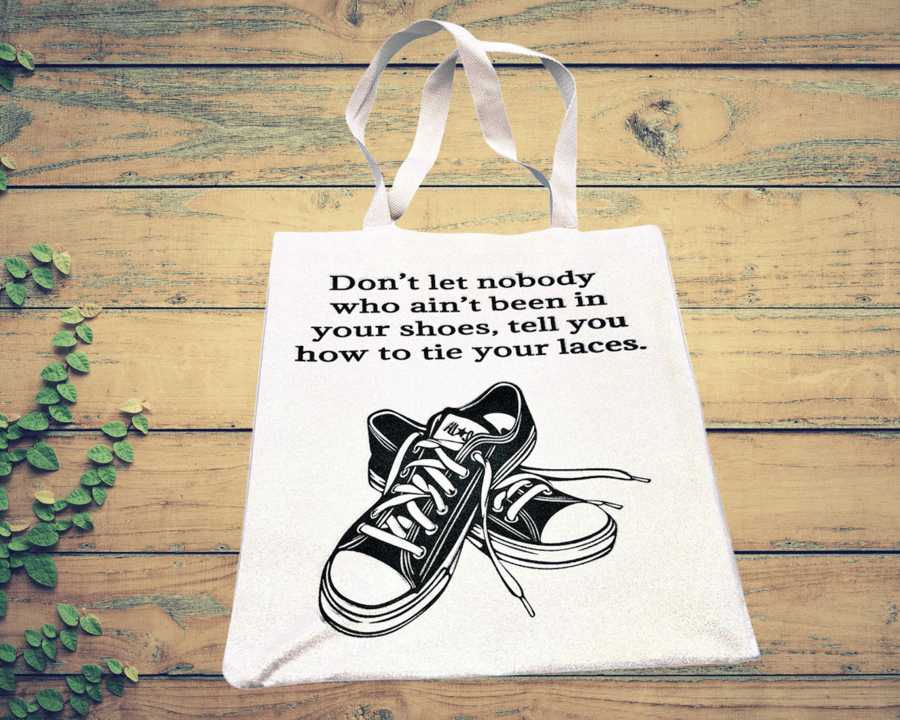 Stylish eco friendly tote bag, with positivity message