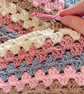 Multicoloured Crochet Infinity Scarf - Handmade - Retro - Granny Stripe - Pink - Image 4