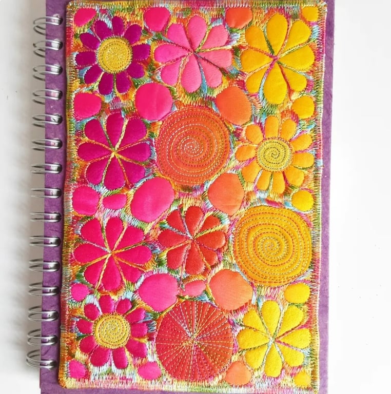 Sketchbook Spiral Bound A5 with Free Machine Embroidery Cover