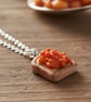 Miniature Beans On Toast Necklace, British Food Jewellery, Unique Gift Idea