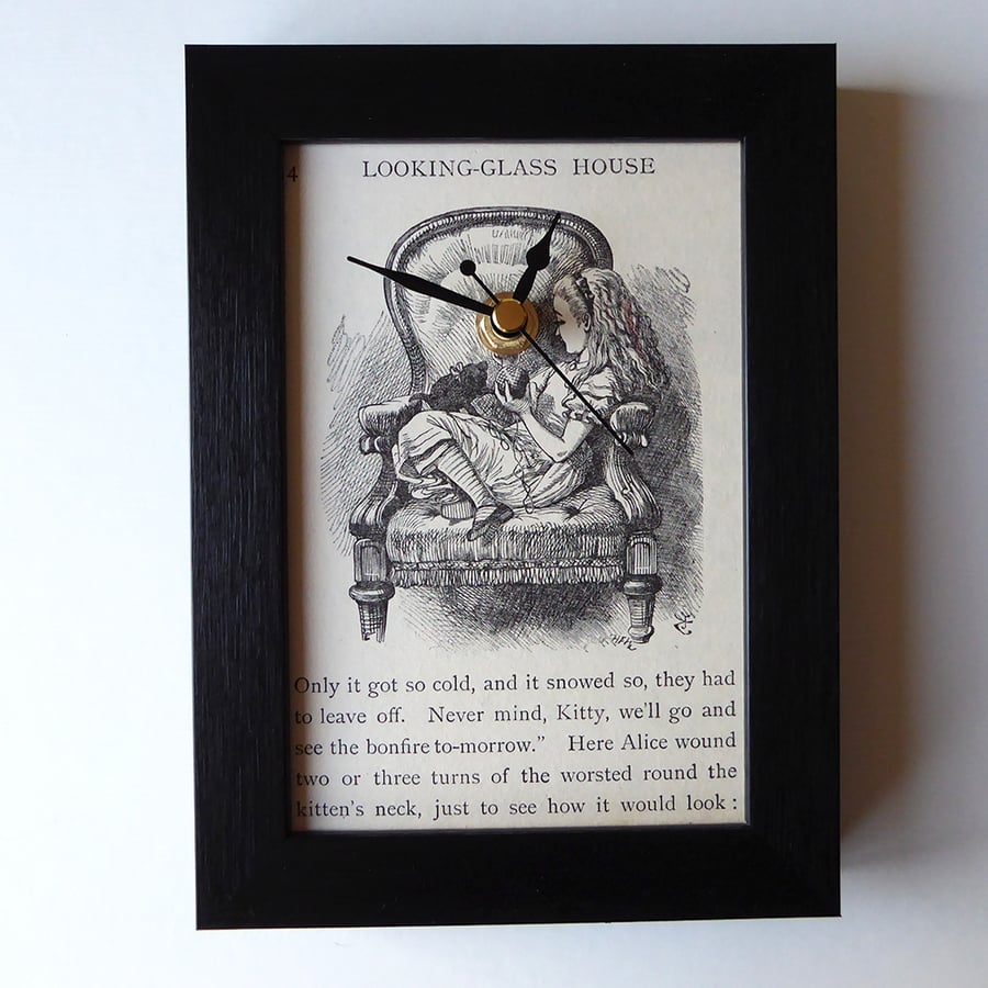 Looking-Glass House (Alice in Wonderland) framed book page clock (1927)