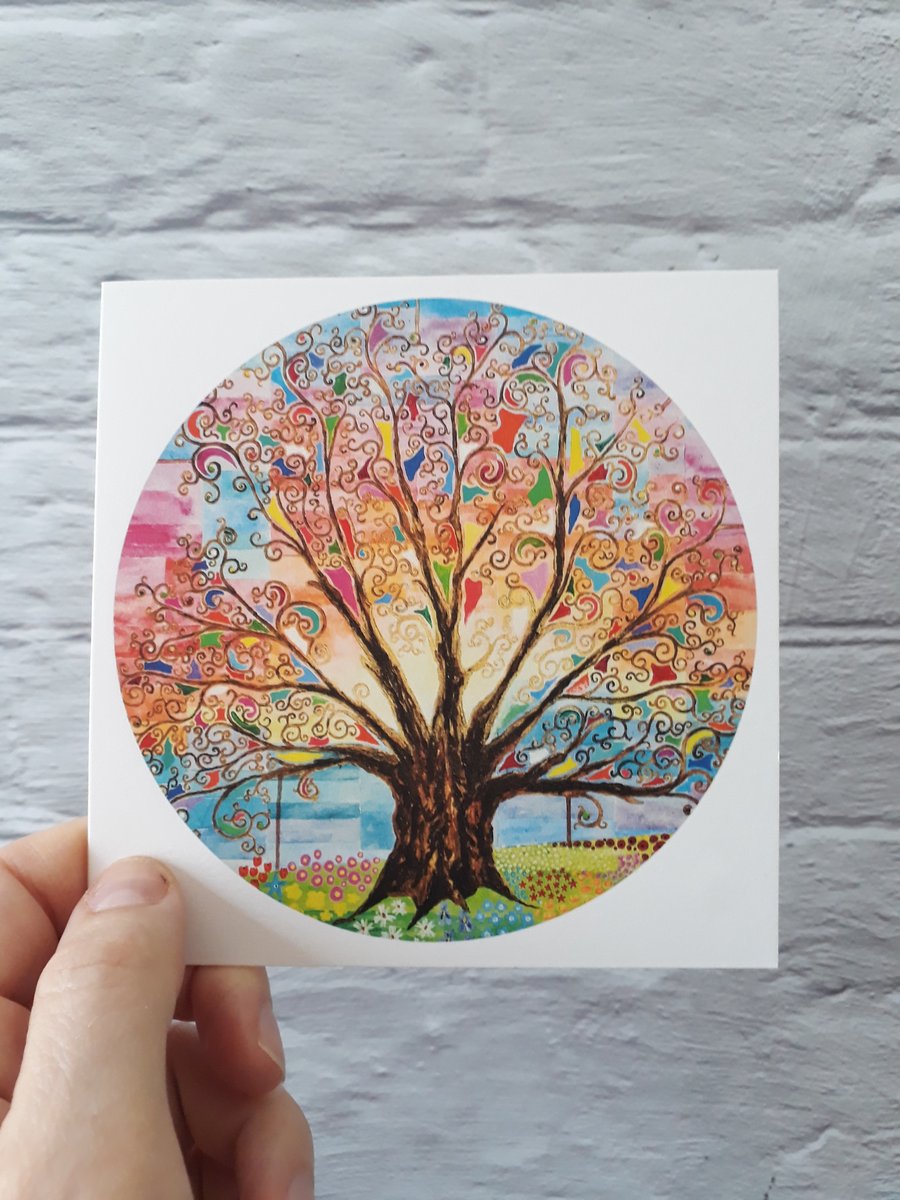 Tree of Life Art Greetings Card, birthday cards, anniversary cards, notelets