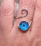 Sterling Silver 925 Adjustable Mandala Glass Cab Ring - Image 3