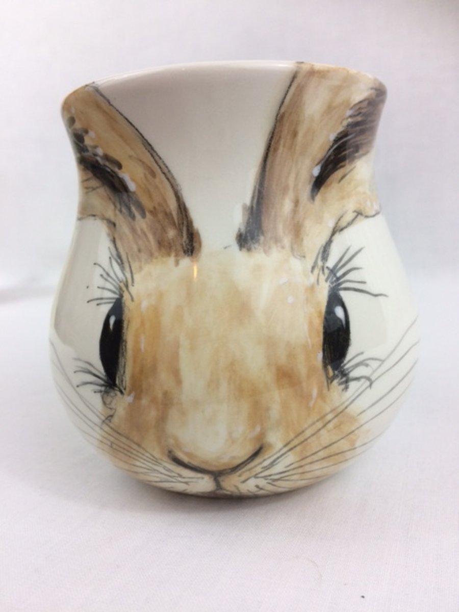 Hare mug, handpainted, earthenware