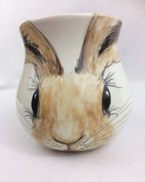 Hare mug, handpainted, earthenware