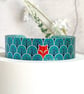 Fox jewellery, teal cuff bracelet, personalised handmade bangle with foxes. (471