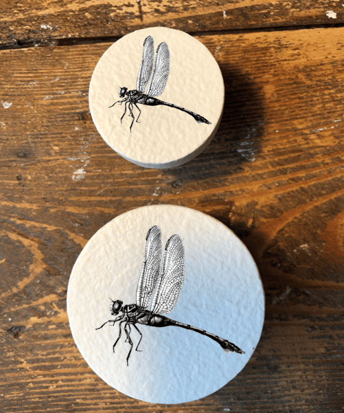Handmade Dragonfly pine door knobs wardrobe drawer handles decoupaged 