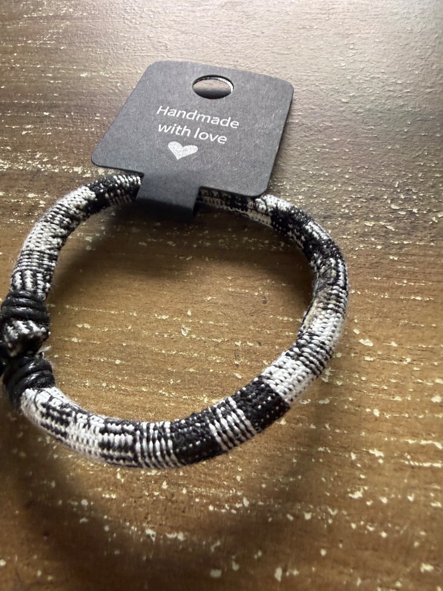 Handmade Black & White Woven Cord Bracelet