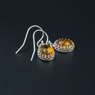 Baltic amber and sterling silver drop earrings, Leo gift