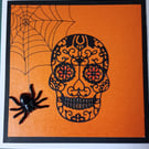 Spooky skull birthday card