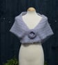 Pretty triangular lace shawl in vintage silver grey Mohair yarn - design A516 - Image 3