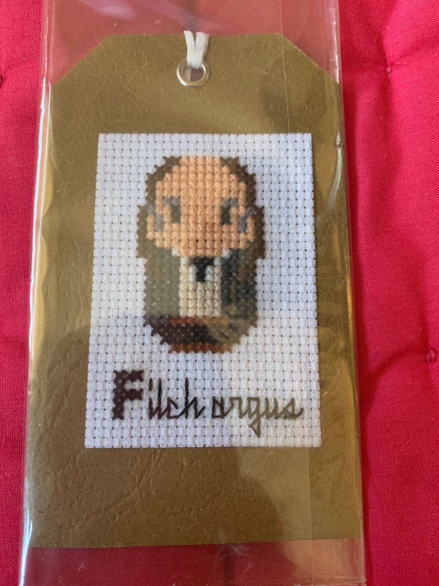 Filch cross stitch gift tag , cross stitched Harry Potter gift tag filch
