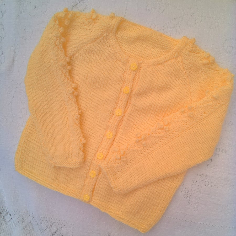 Baby Girl's Cardigan with Patterned Sleeves, Custom Make, Baby Shower Gift