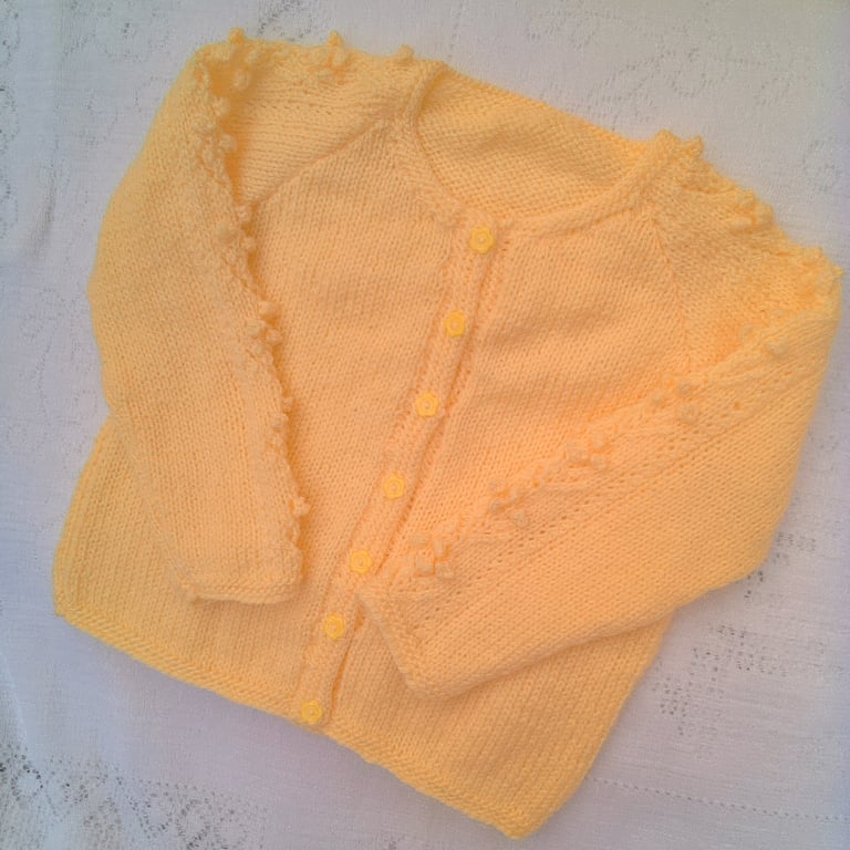 Baby Girl's Cardigan with Patterned Sleeves, Custom Make, Baby Shower Gift