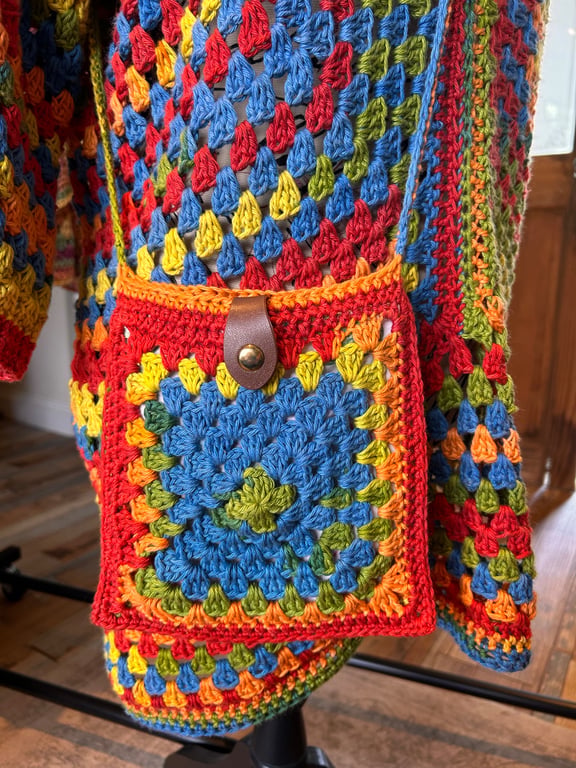 Crochet Cross Body Bag Fully Lined 