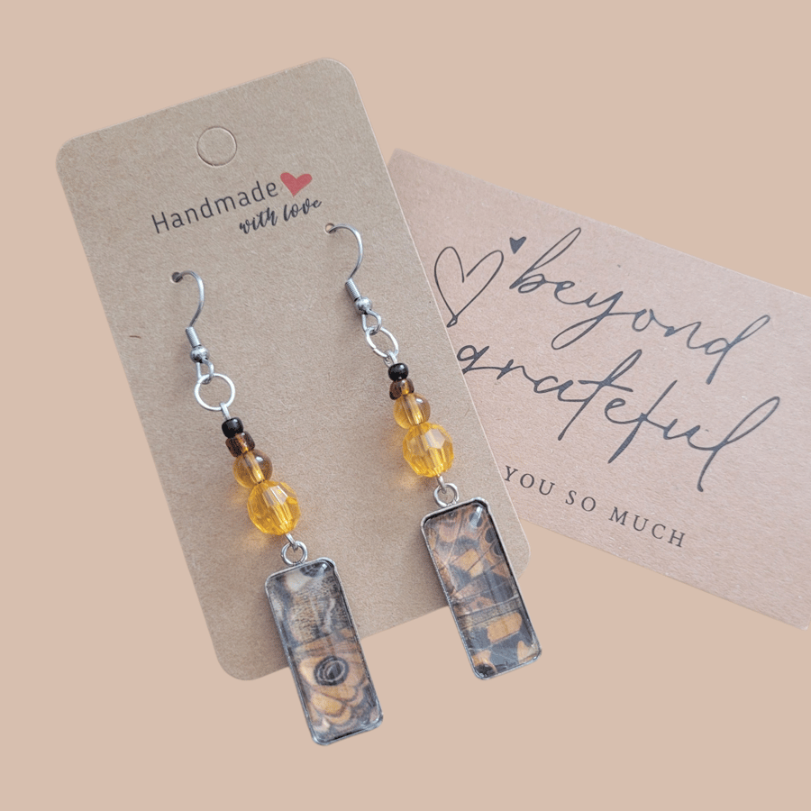 Upcycled Butterfly Drop Earrings 