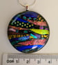 Large, round 'patchwork' fused glass pendant - Image 8