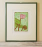 Cyclamen - Pink Cyclamen Flower - Linocut Print - Image 2