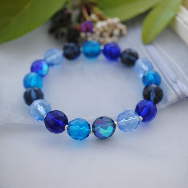 Sale-Crystal blues stretch bracelet