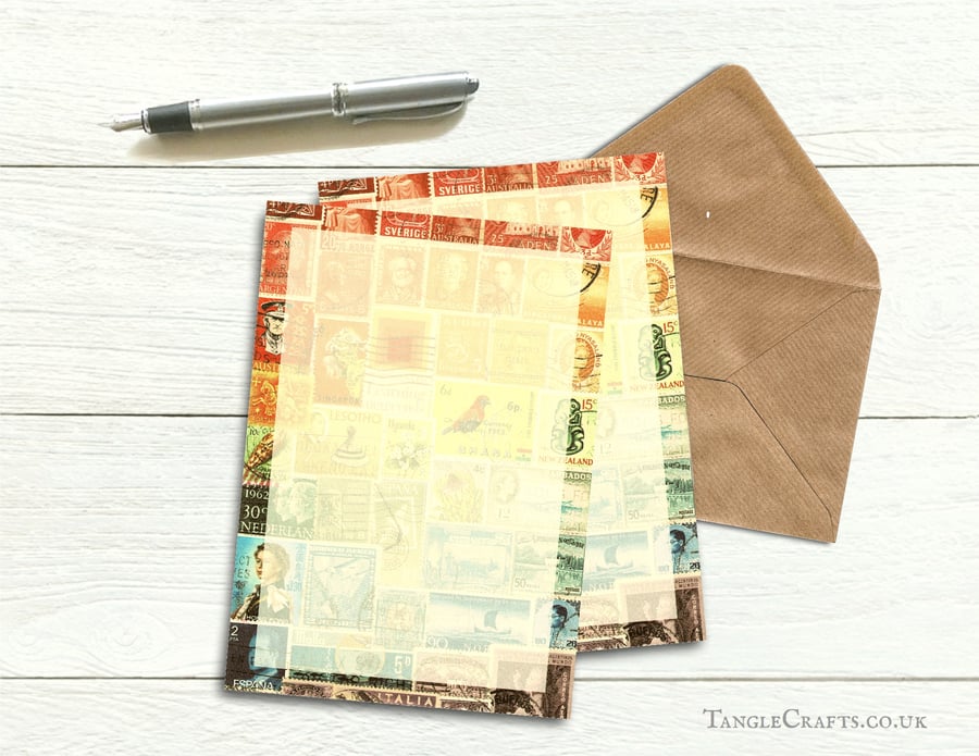 Rainbow Letter Writing Paper Set, A5 Postage Folksy