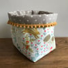 Woodland fabric storage bin with bobble trim