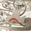 Teeny ceramic rainbow dove decoration