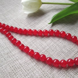 Quartzite Necklace, Red, Semi-precious beads