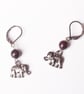 Little elephant earrings with jasper gemstones  - Cute boho jewelry - Image 1