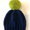 Reserved Listing for SG - Navy Bobble Hat with Lime Green Pom Pom