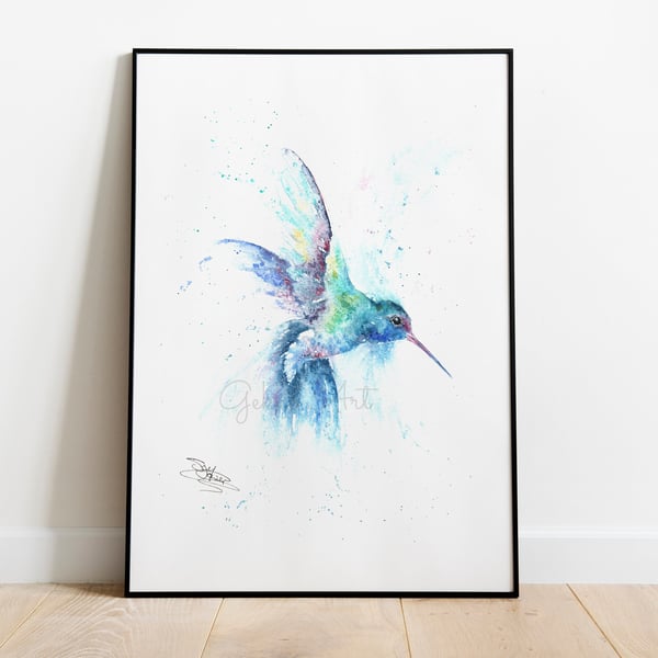 Broad-Billed Hummingbird print, Watercolour art print, Hummingbird watercolour p