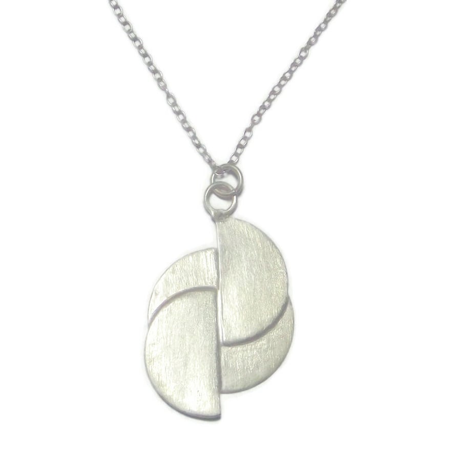 Geometric sterling silver semi circle handmade pendant