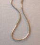 Glass beaded necklace, shades of green, cream, gold, 16 to 18 inches
